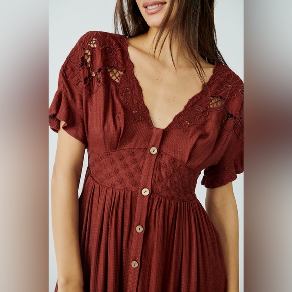 FREE PEOPLE Colette Maxi Dress in Cinnamon Sz SMALL - Picture 4 of 11
